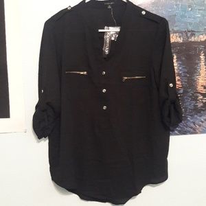 NWT Papermoon Black Blouse with Gold from Papaya